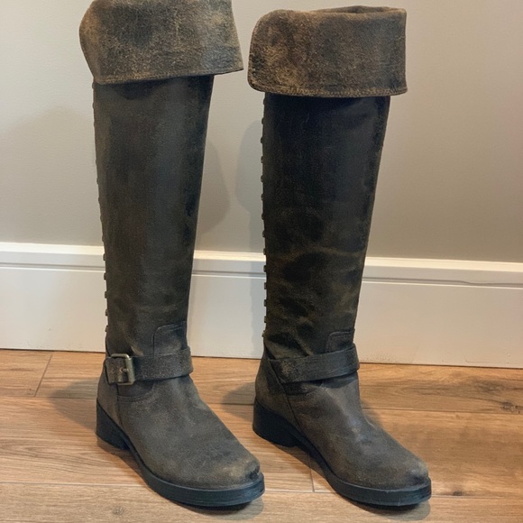 TORY BURCH - Chocolate Brown - Distressed, Over the knee Boots - Picture 8 of 13